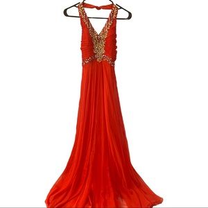 Gorgeous XS Red Halter Gown Prom